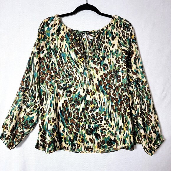 Jessica Simpson Tops - Jessica Simpson Tunic Top Sz XL Long sleeve Layla Cheetah Ferns Print NWT